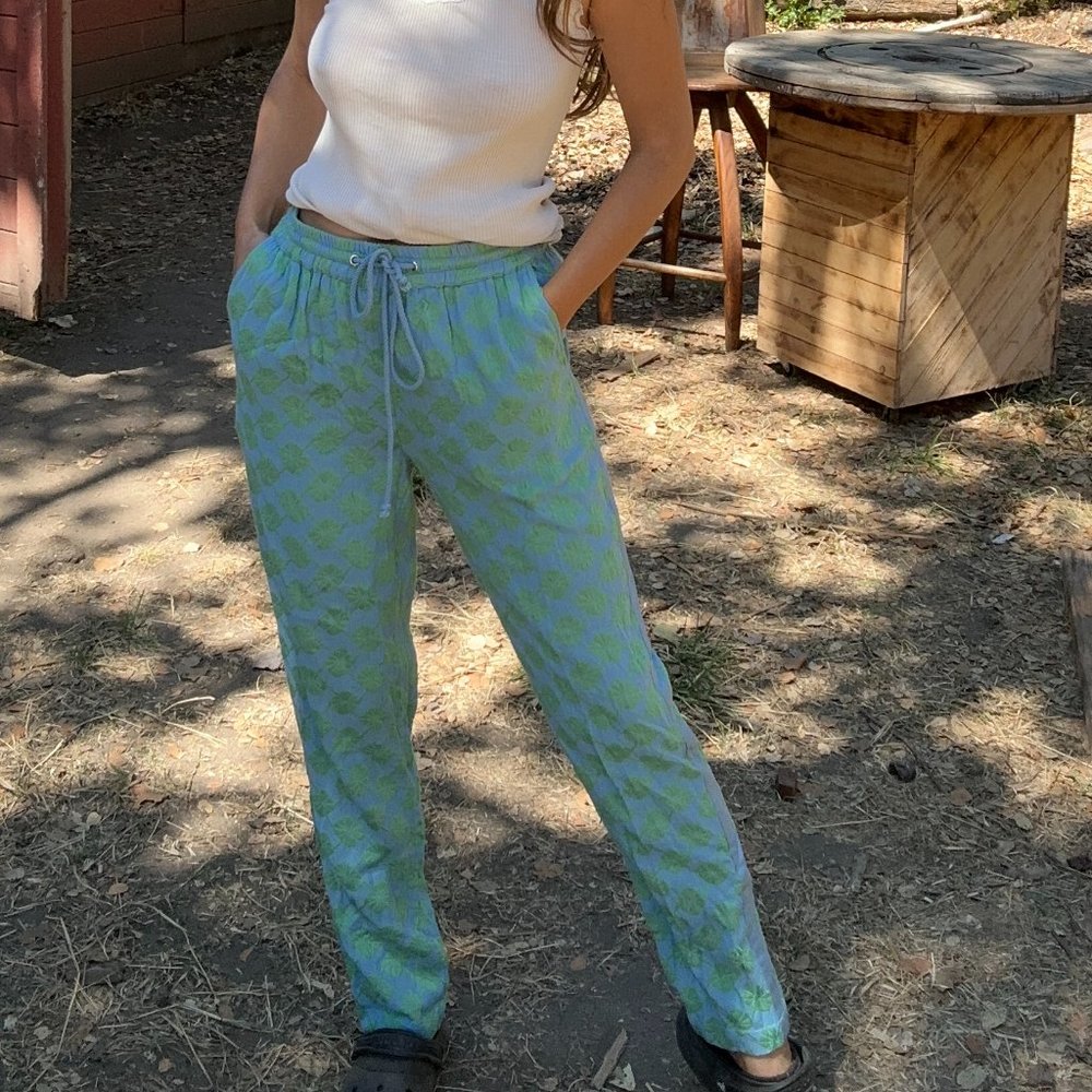 Cecilie Copenhagen Glennie Pants Size Small | Green Blue